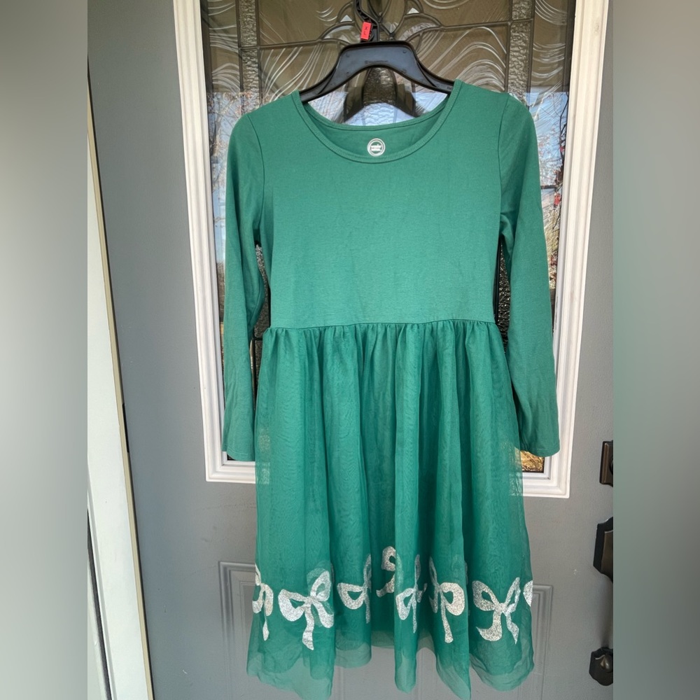 Girls Christmas Dress With Sparkle Bows XL 14/16